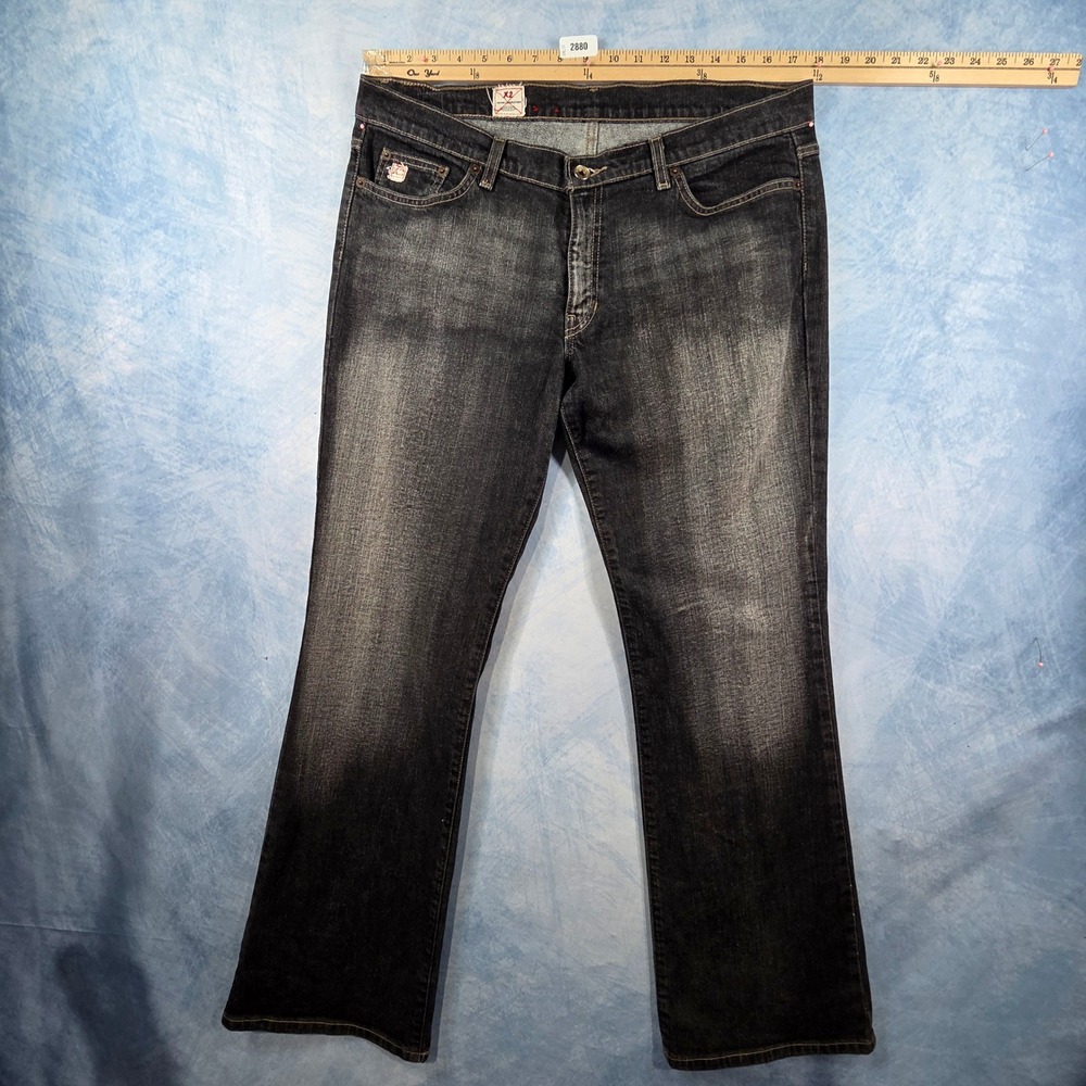 X2 Denim Laboratory Women Dark Wash Flare Leg‎ Jeans Size 12 Regular Stretch